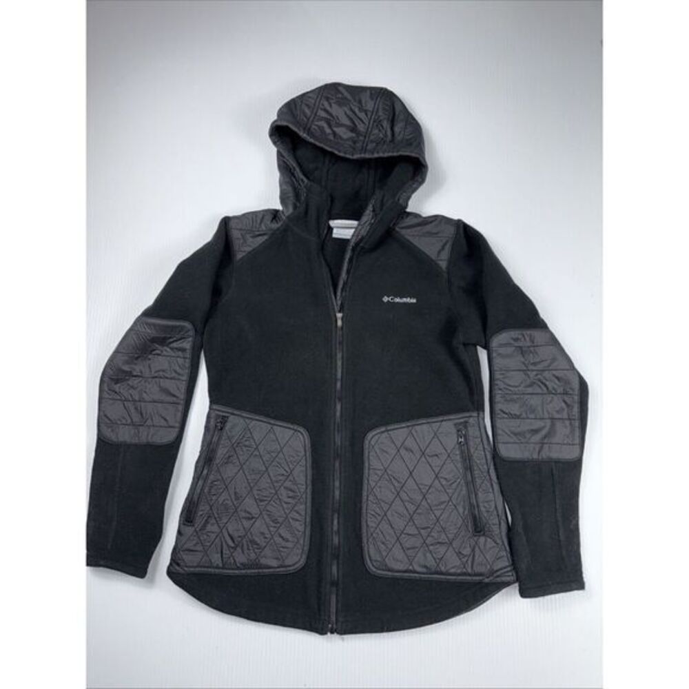 Columbia Sweater Women Size S Black Hoodie Full Zip Outdoor‎ Pockets Sherpa